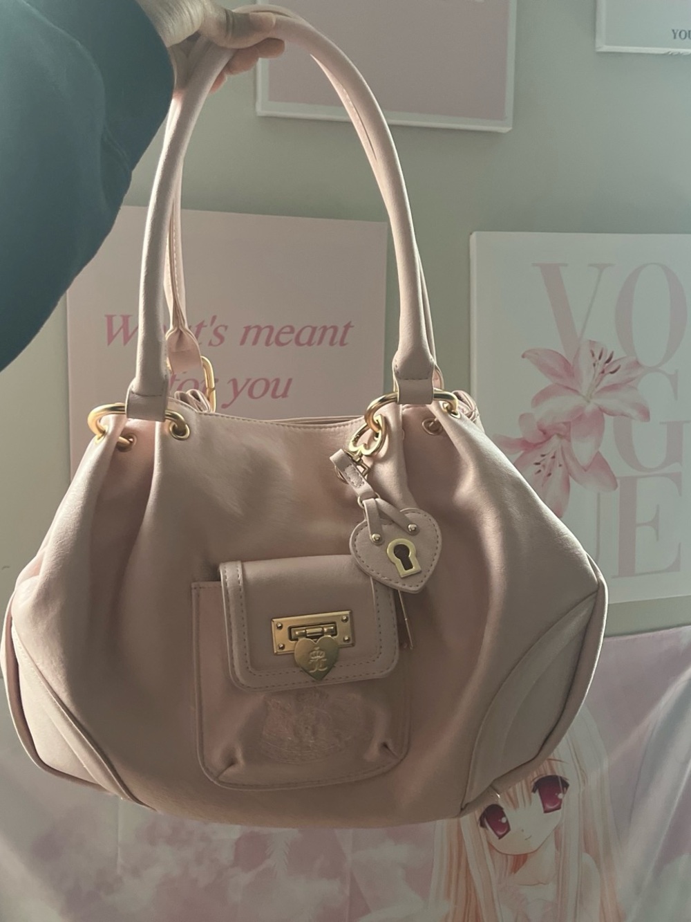 Juicy couture Soft Blush Pink Shoulder Bag with Soft Gold Hardware Y2K
